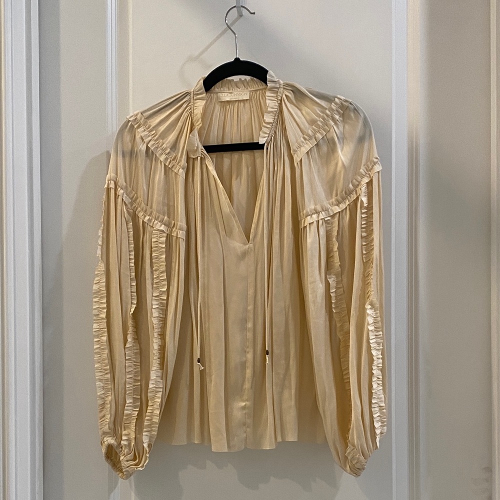Ulla Johnson Cream Ruffle Blouse